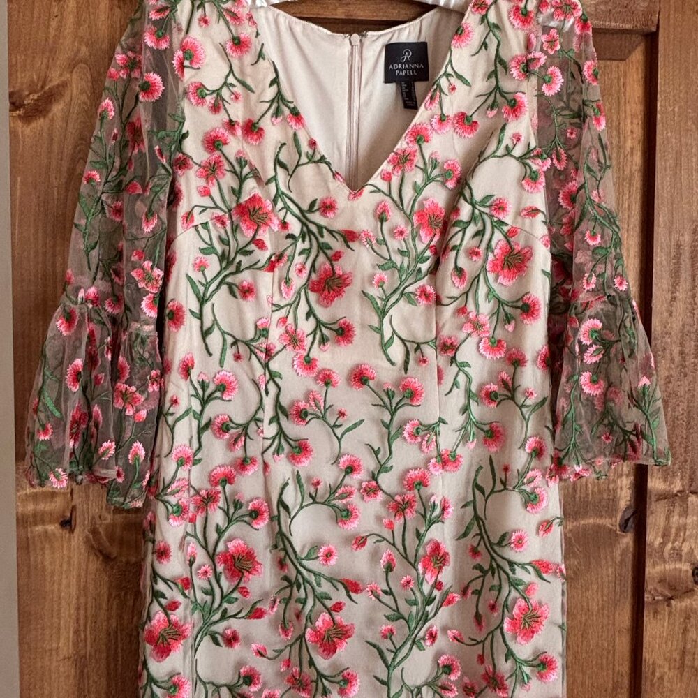 STORE CLOSING 3/30! Adrianna Papell Pink Embroidered Midi Dress Size 6
